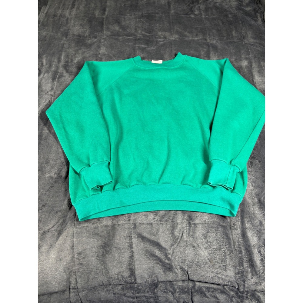Dunlop Vintage 90s Green Crewneck Sweatshirt Mens XL‎ Raglan Made in Guam USA